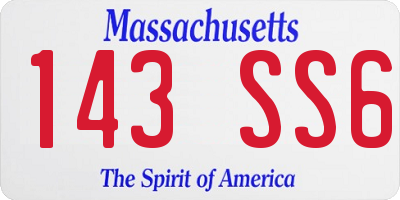 MA license plate 143SS6