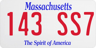 MA license plate 143SS7