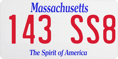 MA license plate 143SS8