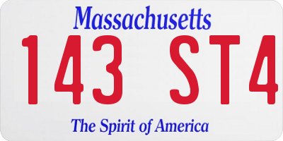 MA license plate 143ST4
