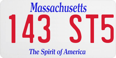 MA license plate 143ST5