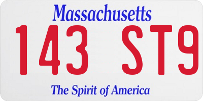 MA license plate 143ST9
