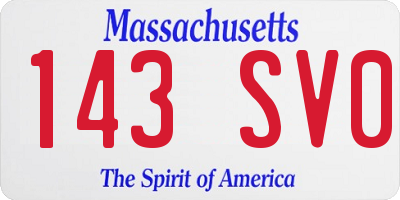 MA license plate 143SV0