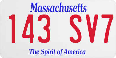 MA license plate 143SV7