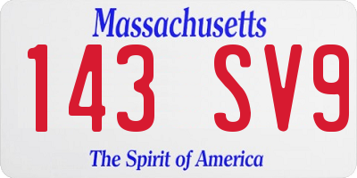 MA license plate 143SV9