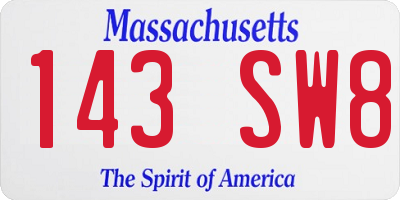 MA license plate 143SW8