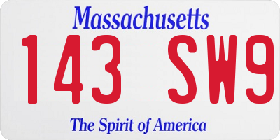 MA license plate 143SW9