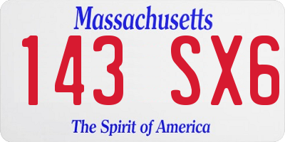 MA license plate 143SX6
