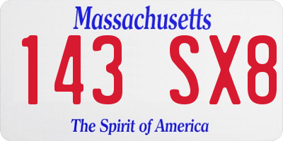 MA license plate 143SX8