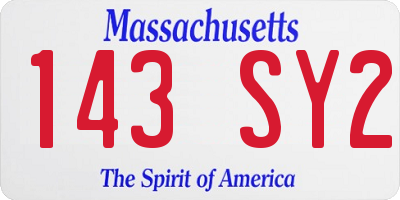 MA license plate 143SY2