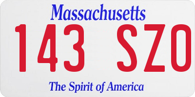 MA license plate 143SZ0