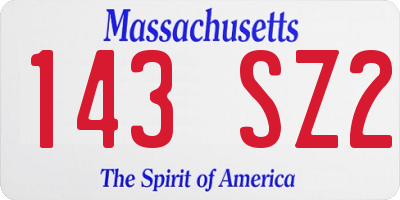 MA license plate 143SZ2