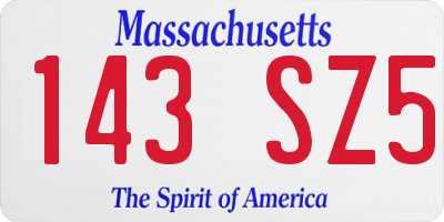 MA license plate 143SZ5