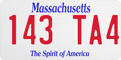 MA license plate 143TA4