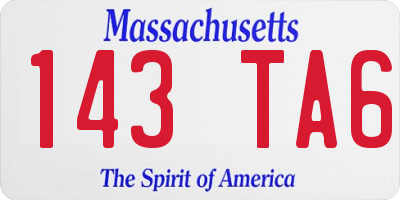 MA license plate 143TA6