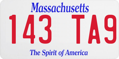 MA license plate 143TA9