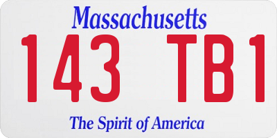 MA license plate 143TB1