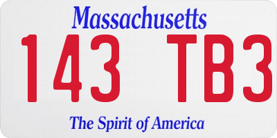 MA license plate 143TB3