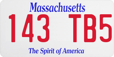 MA license plate 143TB5