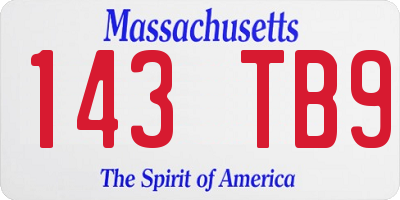MA license plate 143TB9