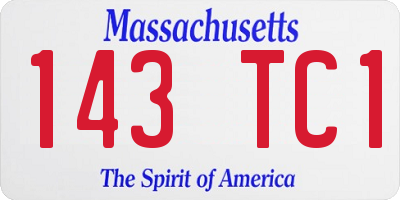 MA license plate 143TC1