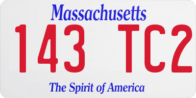 MA license plate 143TC2