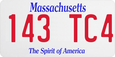 MA license plate 143TC4