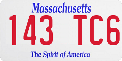 MA license plate 143TC6