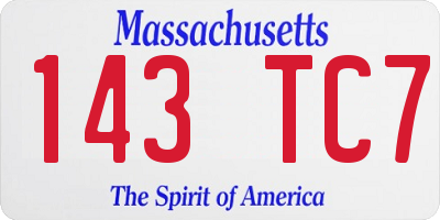 MA license plate 143TC7