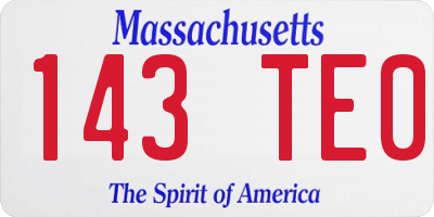 MA license plate 143TE0