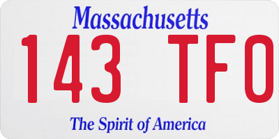 MA license plate 143TF0
