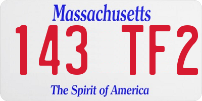 MA license plate 143TF2