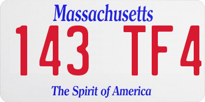 MA license plate 143TF4