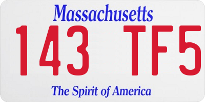 MA license plate 143TF5