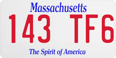 MA license plate 143TF6