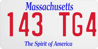 MA license plate 143TG4