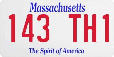 MA license plate 143TH1
