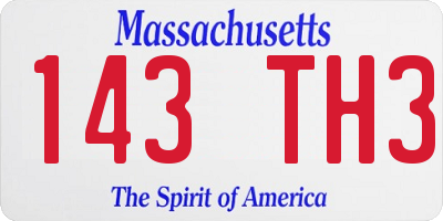MA license plate 143TH3