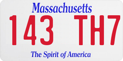 MA license plate 143TH7