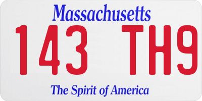MA license plate 143TH9