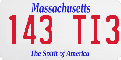 MA license plate 143TI3