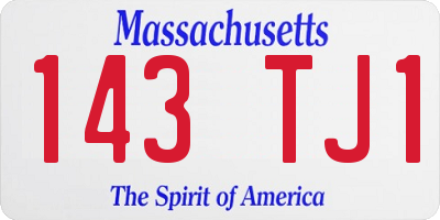 MA license plate 143TJ1