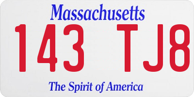 MA license plate 143TJ8