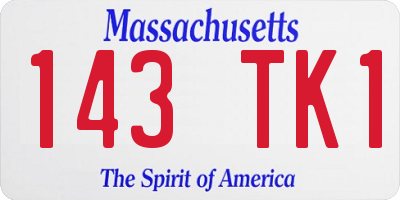 MA license plate 143TK1