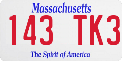 MA license plate 143TK3