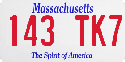 MA license plate 143TK7