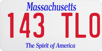 MA license plate 143TL0
