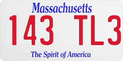 MA license plate 143TL3