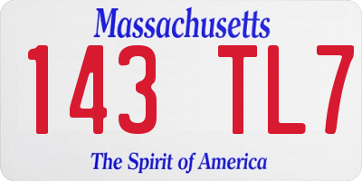MA license plate 143TL7