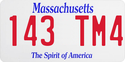 MA license plate 143TM4